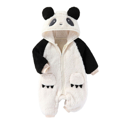Autumn And Winter Clothes For Babies Baby Thick Warm Long Sleeves Romper Fleece-lined