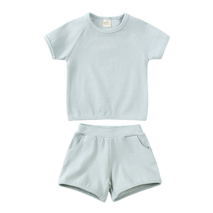 Summer Soft Short Sleeve Shorts Suit