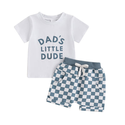 Children's Casual Letter Printed Short Sleeved Set