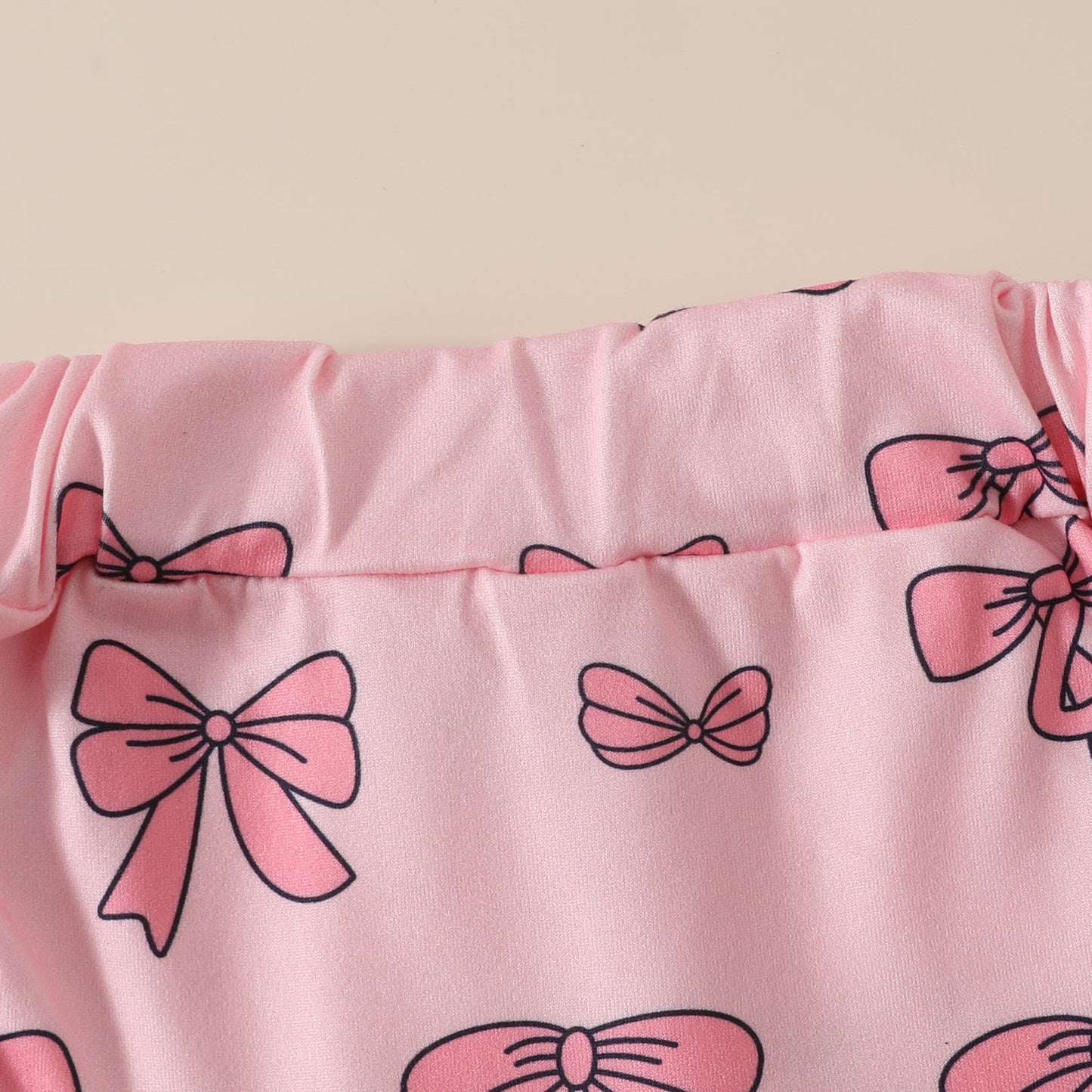 Girls' Solid Color Romper Bow Shorts Two-piece Set