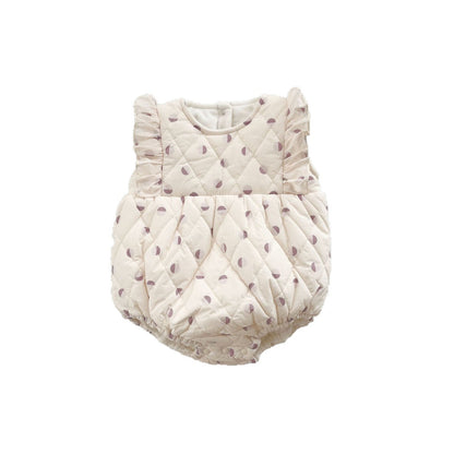 Winter Clothing Infant Girl Dotted Prints Vest Quilted Jumpsuit Romper