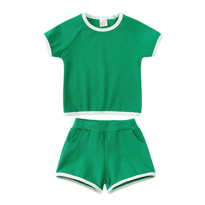 Summer Soft Short Sleeve Shorts Suit