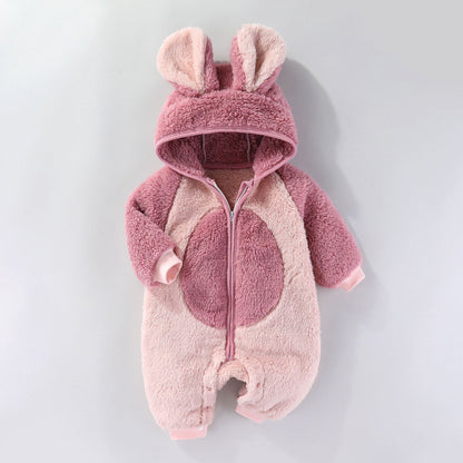 Autumn And Winter Clothes For Babies Baby Thick Warm Long Sleeves Romper Fleece-lined