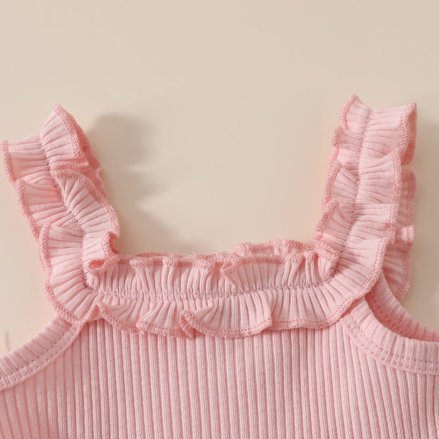 Girls' Solid Color Romper Bow Shorts Two-piece Set