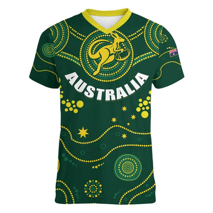Australian Kangaroo Pattern Children's T-shirt Printed Animal Pattern Sports V-neck Short-sleeved Football Shirt Summer
