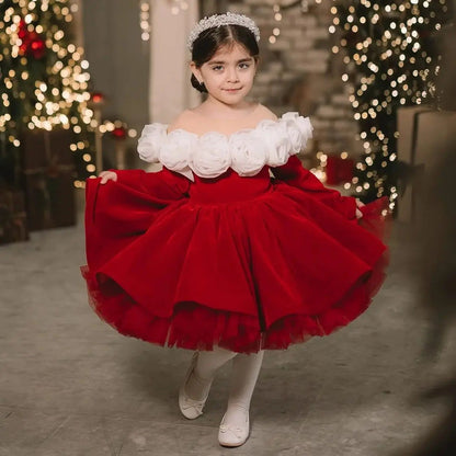Christmas Princess Dress Children Autumn Long Sleeve Retro