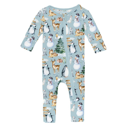 Print Convertible Coverall in Spring Sky Winter Woodland