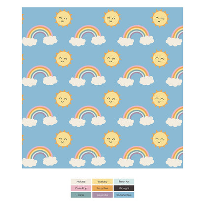 Print Bunny Romper in Sunshine and Rainbows