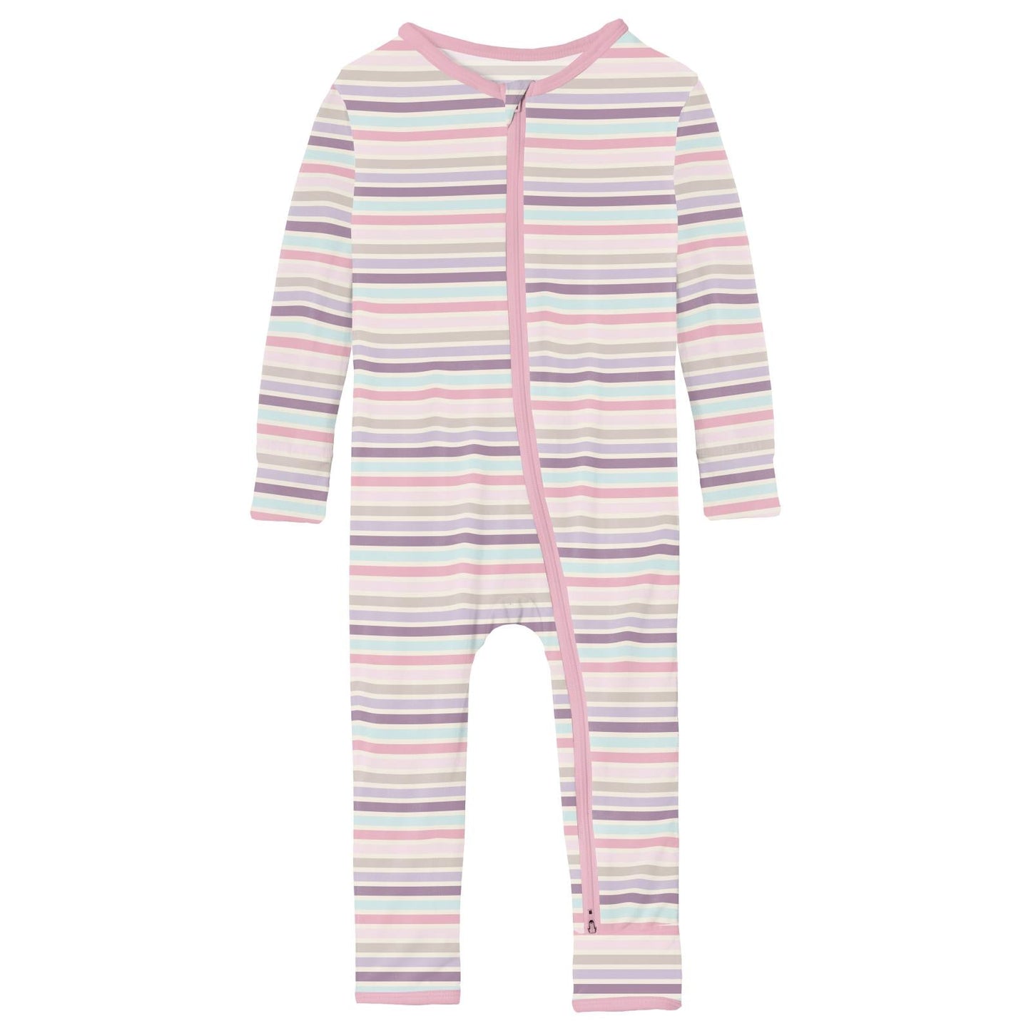 Print Coverall with 2 Way Zipper in Ice Cream Stripe