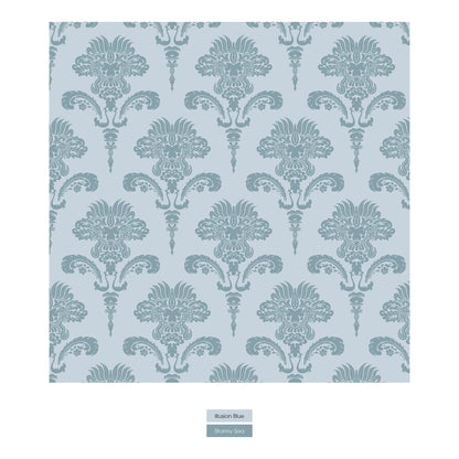 Print Convertible Sleeper with Zipper in Illusion Blue Damask