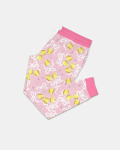 Softball Cherry Mom And Girl Matching Bamboo Women Pajama Set