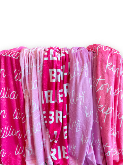 Pink Tones Personalized Minky Blanket