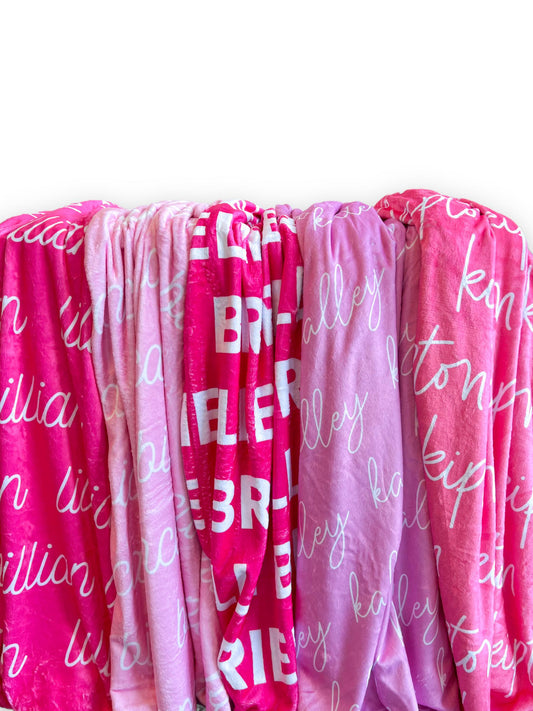 Pink Tones Personalized Minky Blanket