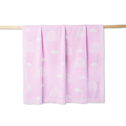 Rainbow Lilac Jacquard Knit Baby Blanket