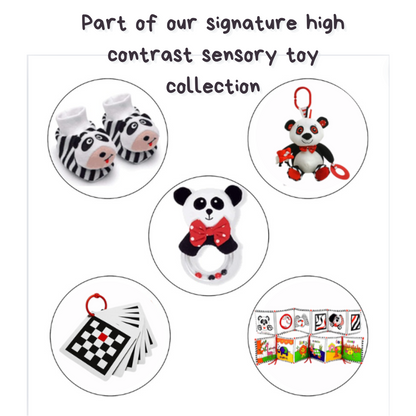 Black & White Panda Baby Booties with Rattle