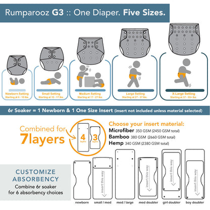 Rumparooz Stay Dry G3 One Size Pocket Cloth Diaper - Spice Salmon