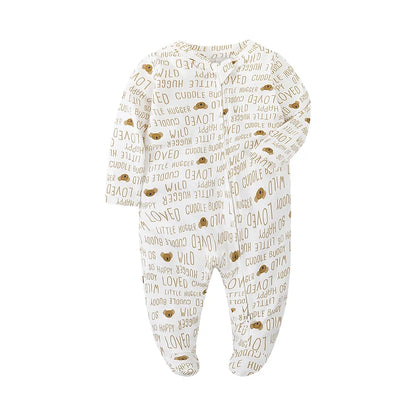 Unisex Newborn Baby Footed Pajamas Long Sleeve Zipper Romper Cotton Jumpsuit Solid White 0-12 Months Fashion Baby Clothes