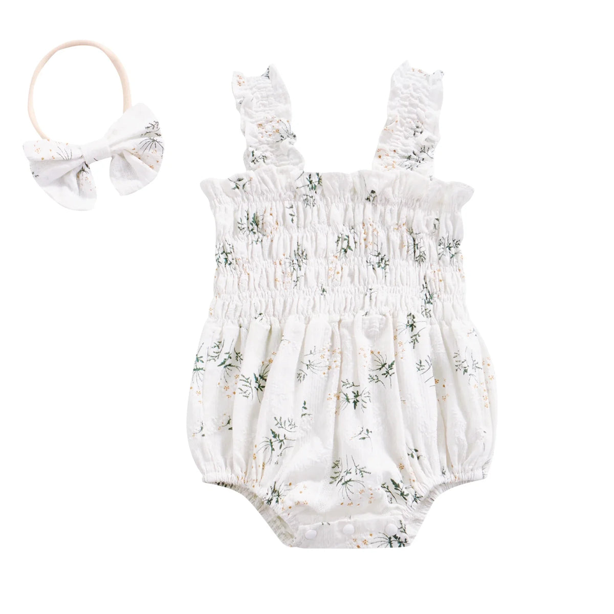 ma&baby 0-24M Baby Girl Romper Newborn Infant Jumpsuit  Floral Print Sleeveless Clothing Headband Summer Outfits