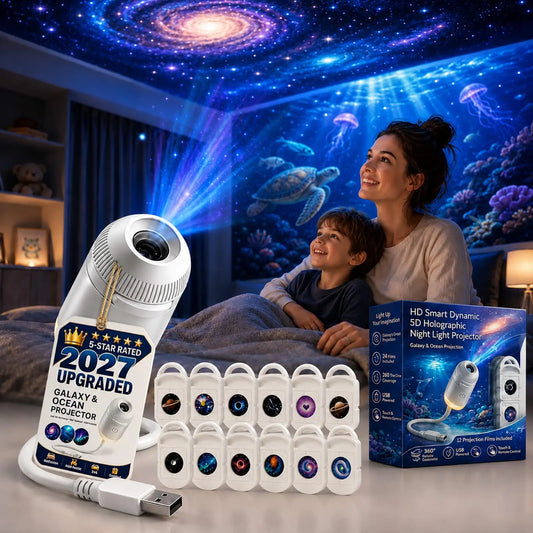 2027 Upgraded Hd Smart Dynamic 5d Holographic Night Light Projector, Plug and Play Hd Star Projector, 360° Adjustable Hd Galaxy