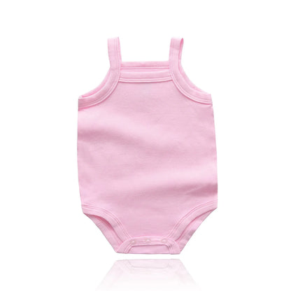 Summer 0-48M Baby Girl Clothes  Cotton Material Vest Baby Jumpsuit Solid Color Soft And Comfortable Newborn Baby Bodysuit