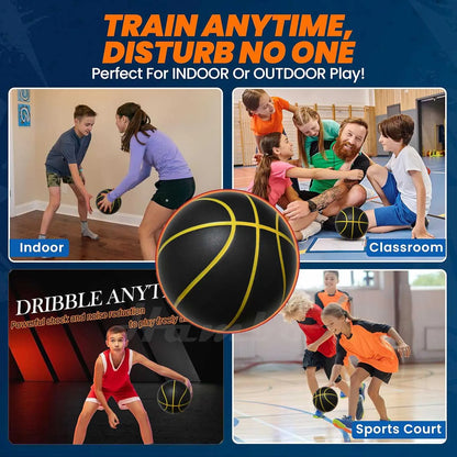 580G Silent Basketball Noiseless Dribble Indoor Size 7- 29.5inch PU Foam Airless Basketball Quiet Bounce 90% of Real Basketball