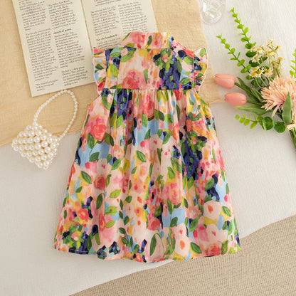 Baby Girl Floral Dress Summer New Cool and Breathable Children's