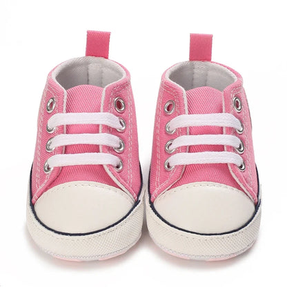 Cute and classic pink themed casual flat shoes for baby girls, soft and comfortable baby walking shoes for 0-18 months