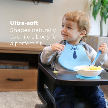 Primo Passi Silicone Baby Bib, Blue Tie