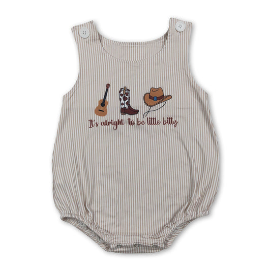 Sleeveless stripe it's alright to be little bitty western baby romper