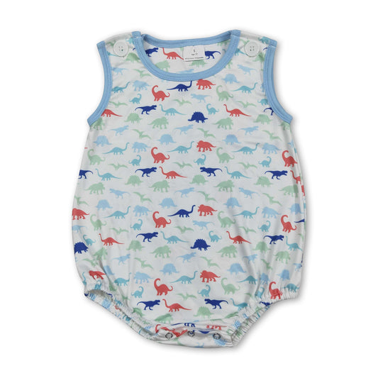 Sleeveless dinosaur baby boy summer romper
