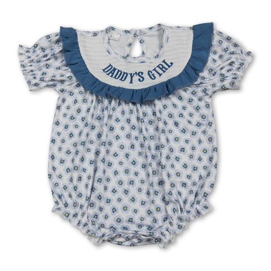 Daddy's girl smocked floral short sleeves baby girls romper