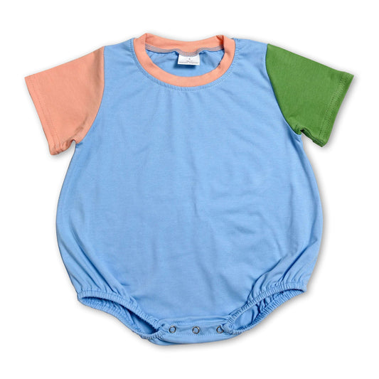 Orange green short sleeves cotton baby boy summer romper