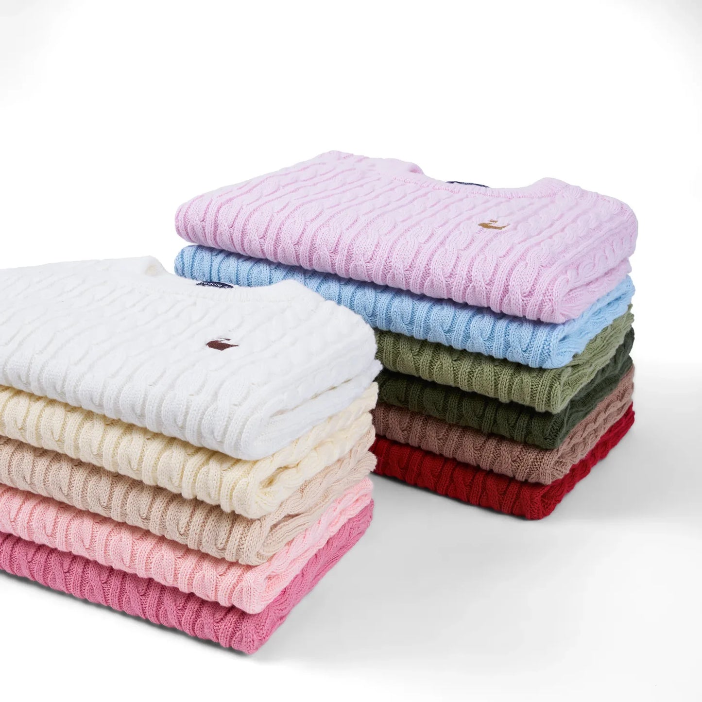 Classic Cable Knit Baby Sweater in Rose Pink