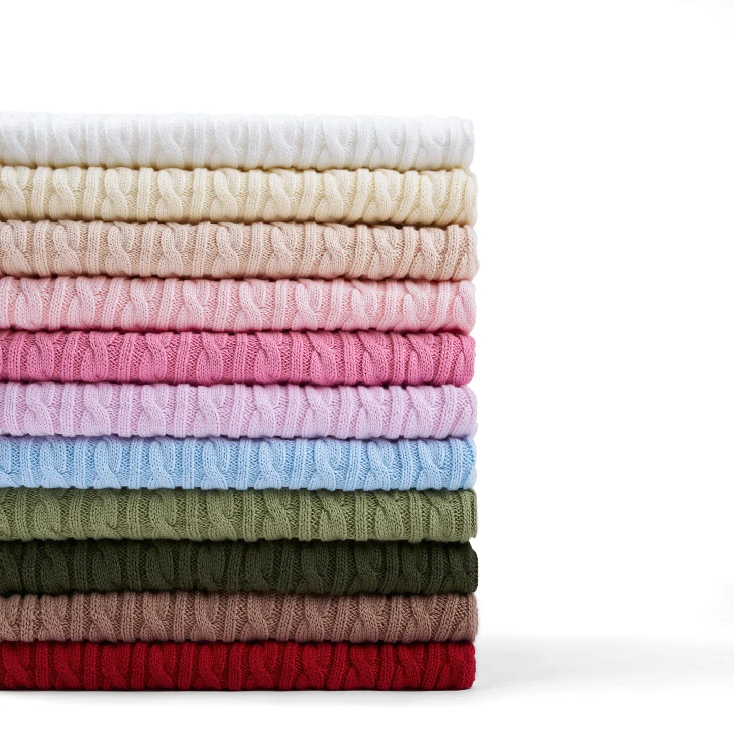 Classic Cable Knit Baby Sweater in Rose Pink