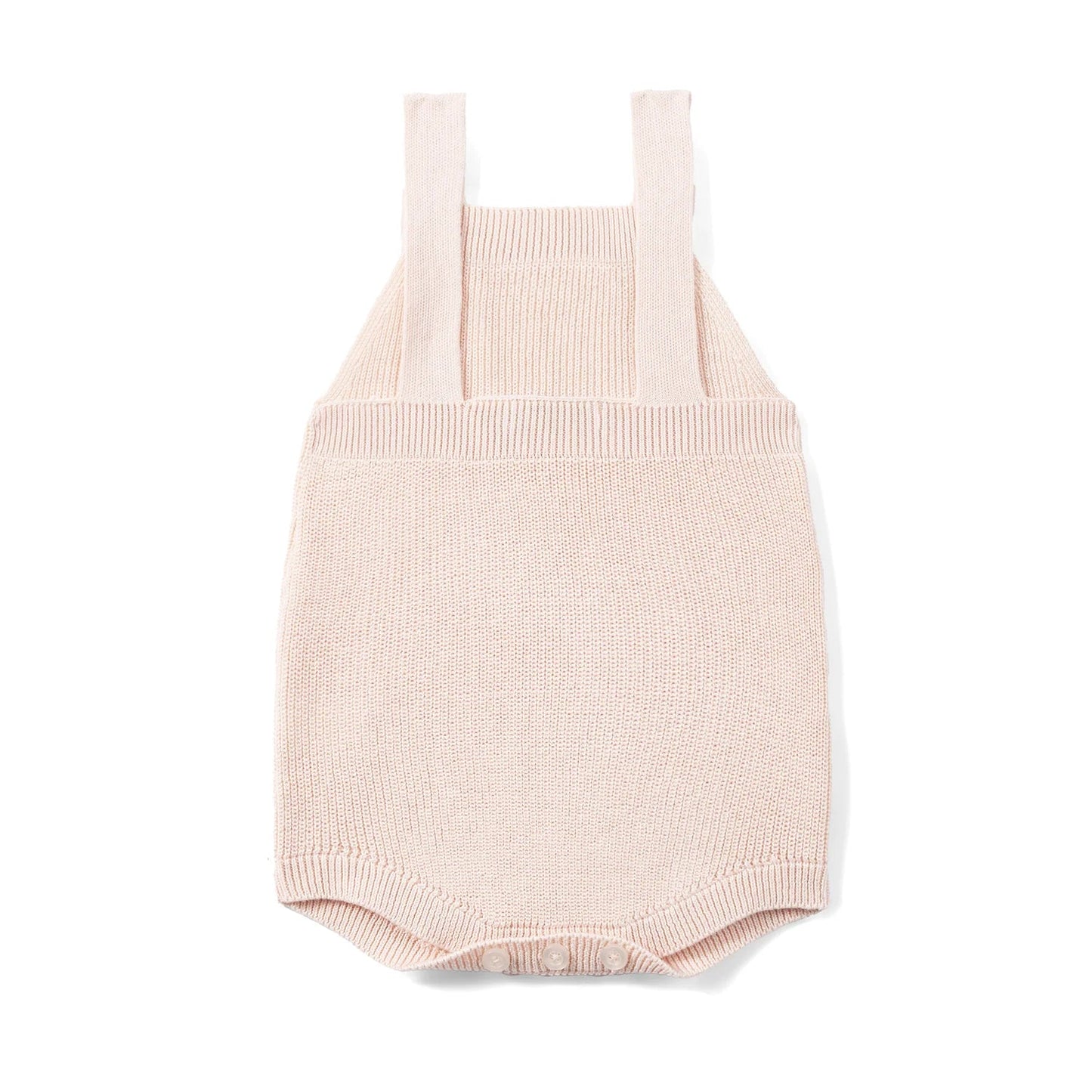 Baby Knit Button Strap Romper in Beige