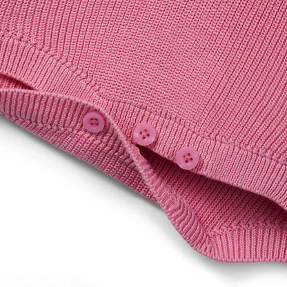 Baby Knit Button Strap Romper in Rose Pink