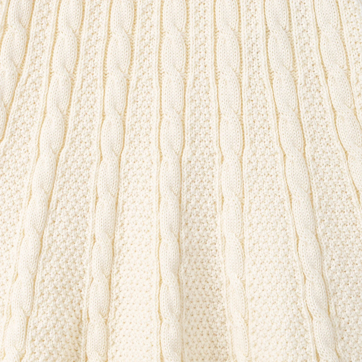 Cable Knit Polo Dress in Cream