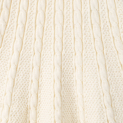 Cable Knit Polo Dress in Cream
