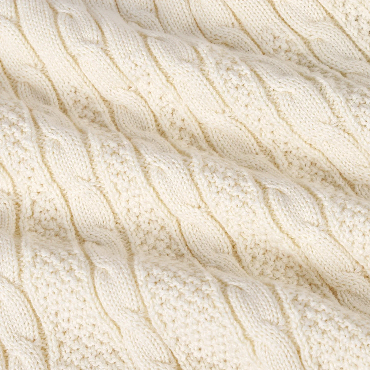 Cable Knit Polo Dress in Cream