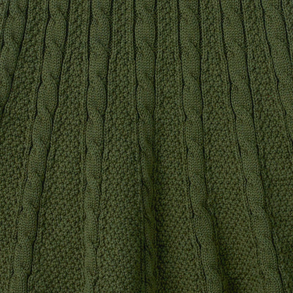 Cable Knit Polo Dress in Forest Green