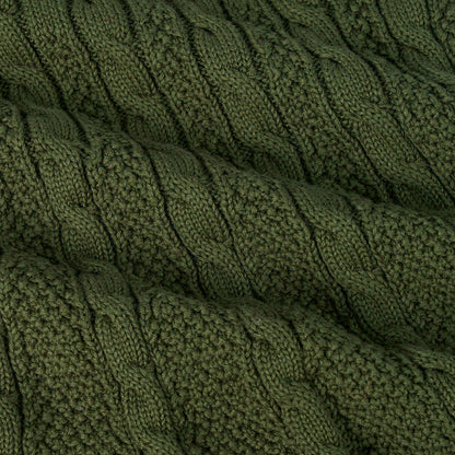 Cable Knit Polo Dress in Forest Green
