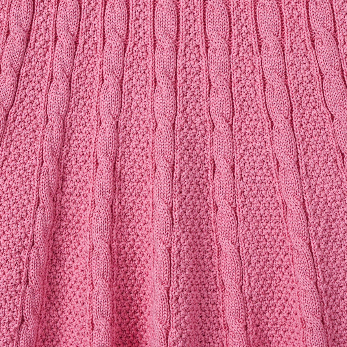 Cable Knit Polo Dress in Rose Pink