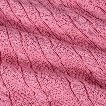 Cable Knit Polo Dress in Rose Pink
