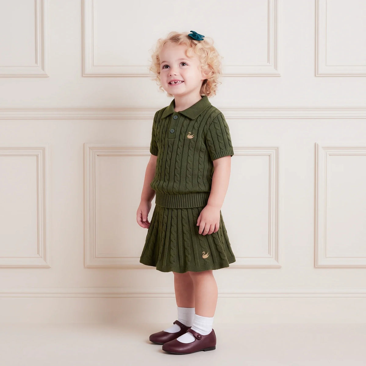 Cable Knit Skirts in Forest Green