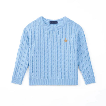 Classic Cable Knit Baby Sweater in Baby Blue
