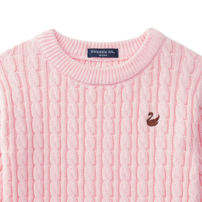 Classic Cable Knit Baby Sweater in Pink