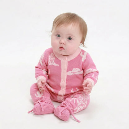 Cowgirl Baby Knit Button Romper