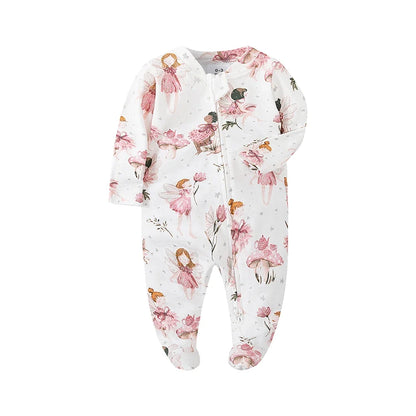 Unisex Newborn Baby Footed Pajamas Long Sleeve Zipper Romper Cotton Jumpsuit Solid White 0-12 Months Fashion Baby Clothes