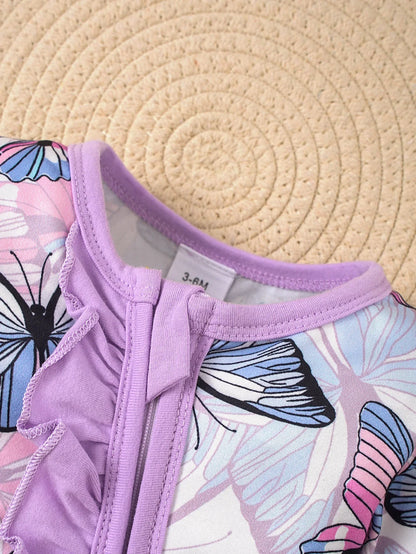 Spring and summer baby newborn zip-up footed onesie set, including a hat and a scarf, three-piece set