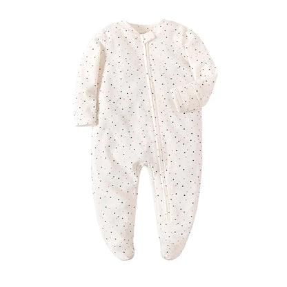 Unisex Newborn Baby Footed Pajamas Long Sleeve Zipper Romper Cotton Jumpsuit Solid White 0-12 Months Fashion Baby Clothes